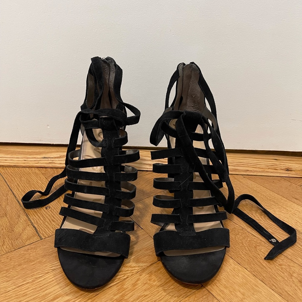 Sam Edelman Black Cage Suede Heels